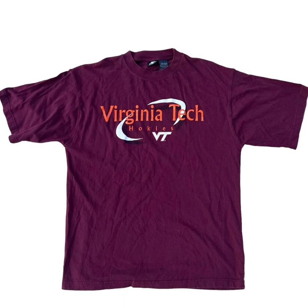 Vintage Virginia Tech Hokies Starter Graphic T-shirt Size L Burgundy